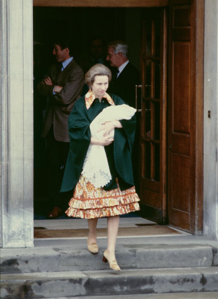 Princess Anne leaving St Mary's Hospital, Paddington with her three-day-old daughter Zara Phillips, London, 18 May 1981.