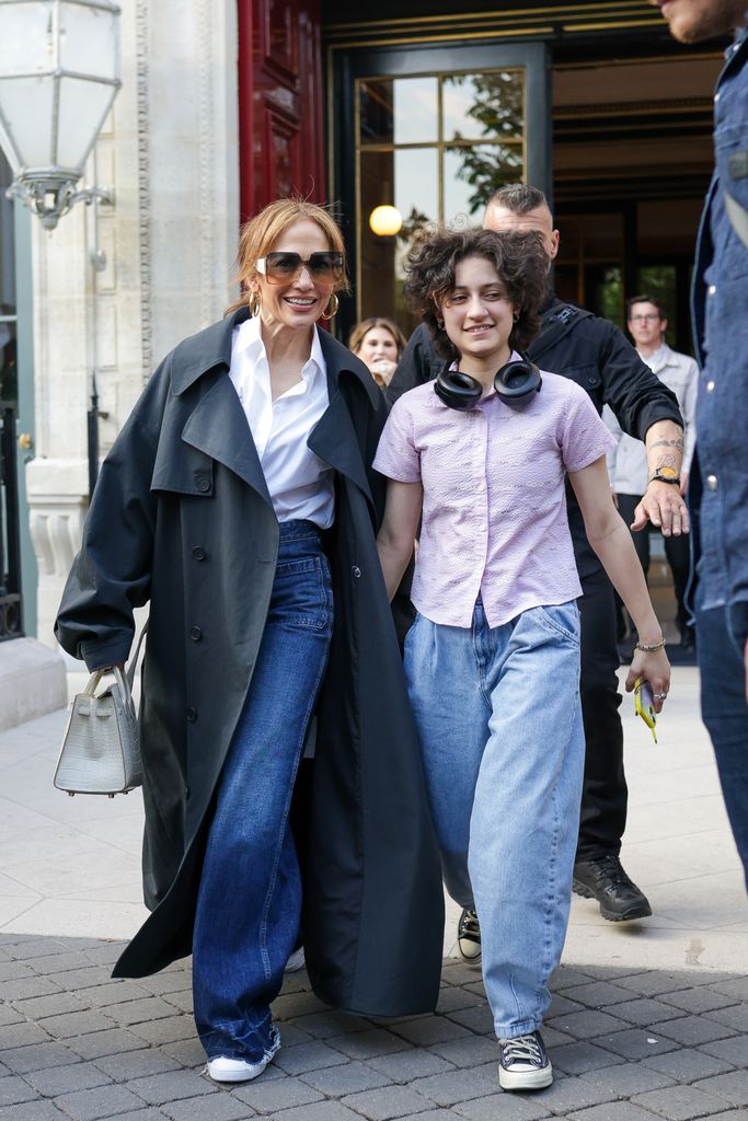 Jennifer Lopez and Emme Muniz were spotted leaving their hotel in Paris, France on May 9, 2024. (Photo: MEGA/GC Images)
