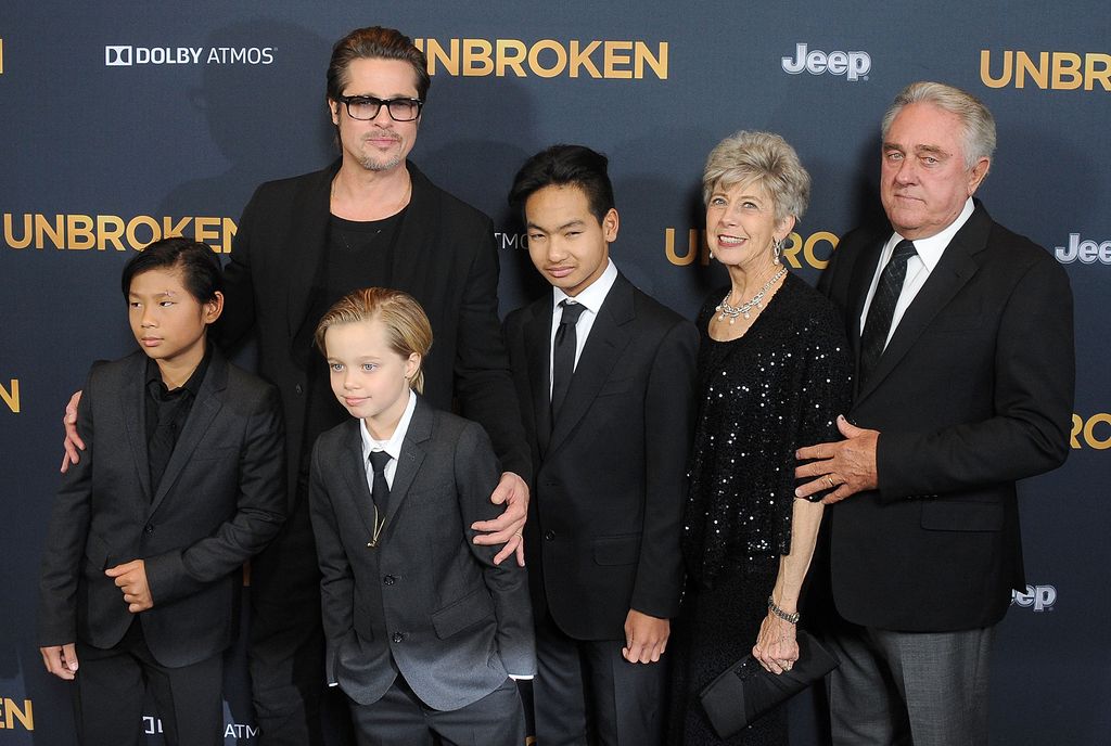 Brad Pitt, children Maddox Jolie-Pitt, Shiloh Jolie-Pitt, Pax Jolie-Pitt and their parents arrived at the premiere of the film in Los Angeles. "unbroken" December 15, 2014 at the Dolby Theatre in Hollywood, California