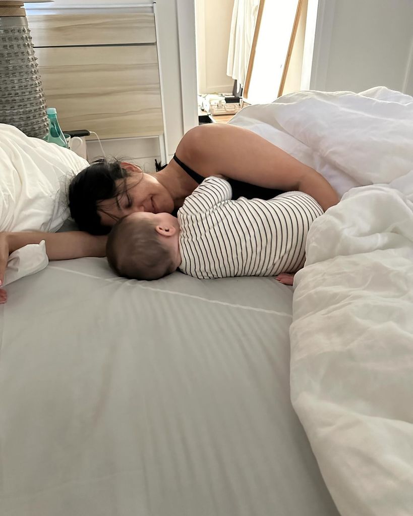 Kourtney Kardashian in bed with her son Rocky, 13