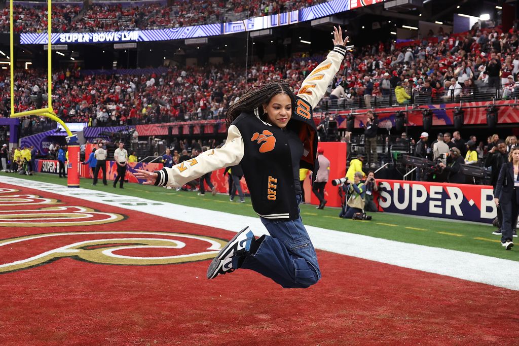 Beyoncé and Jay-Z’s daughter, Blue Ivy Carter, before Super Bowl LVIII between the San Francisco 49ers and Kansas City Chiefs at Allegiant Stadium on February 11, 2024 in Las Vegas, Nevada