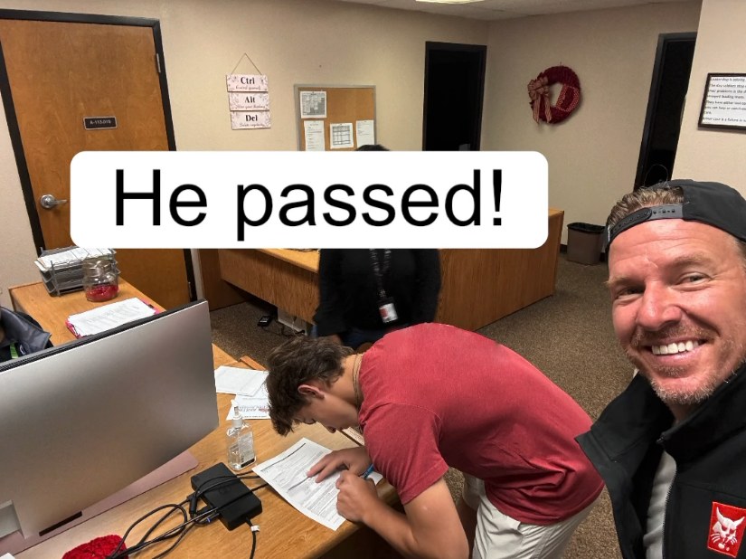 A photo shared by Joanna Gaines to Instagram on May 26, showing her 16-year-old son Duke getting his driver’s license.