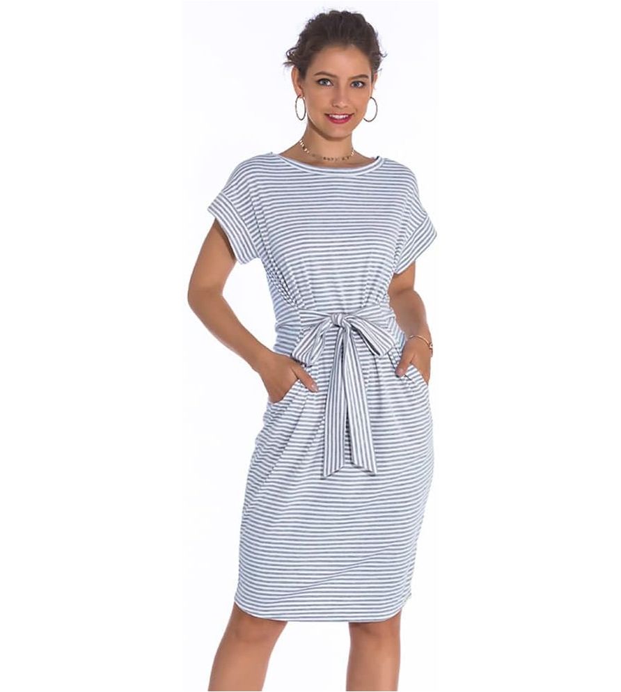 Amazon Striped Short Sleeve T-Shirt Dress