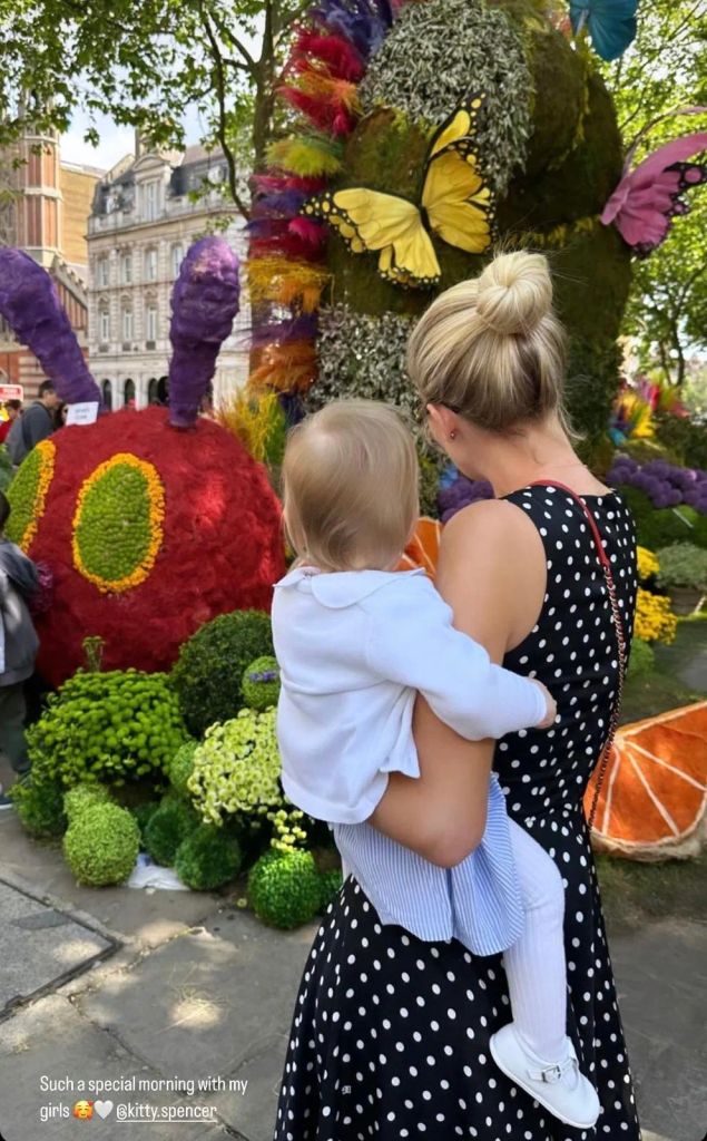 Lady Kitty Spencer with her baby girl at Chelsea in Bloom