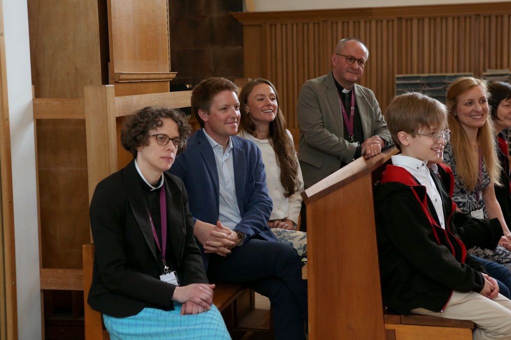 The Duke of Westminster and Olivia Hanson seated inside Chester Cathedral