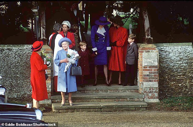 Prince Harry with his family at the traditional church service on Christmas Day at Sandringham in 1989
