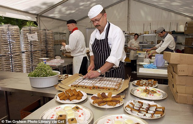 Guests are said to have consumed 20,000 pieces of cake, 20,000 sandwiches and 27,000 cups of tea at the event.