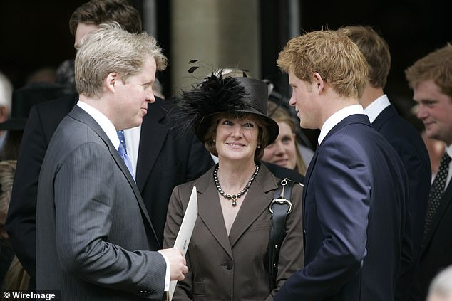 Prince Harry talking to Earl Spencer and Lady Sarah in 2007