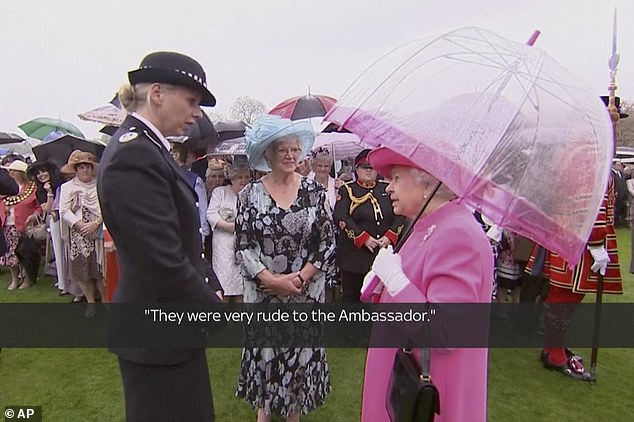 In 2016, the monarch met Met Police commander Lucy D'Orsi, who handled security for China's President Xi Jinping's state visit the previous year. When told of Ms D'Orsi's role working closely with the Chinese delegation, she replied: 'Oh, unfortunately', before going on to be 'very rude' to the British ambassador to China, Barbara Woodward