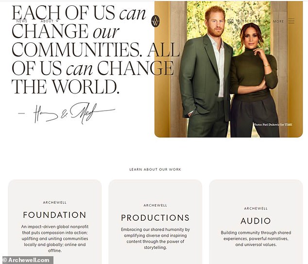 The foundation is separate from the couple's Archewell media and business division