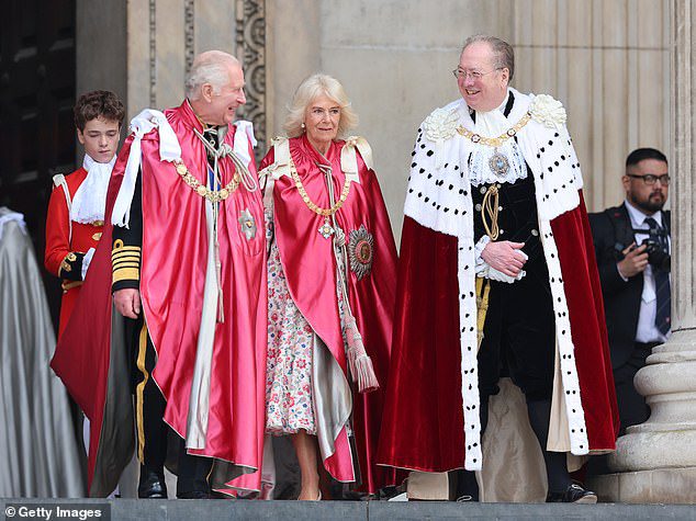 Smiling King Charles attends fourth royal engagement in just 48 hours as he joins Queen Camilla in 2,000-strong congregation at St Paul’s Cathedral for OBE service amid return to public-facing duties