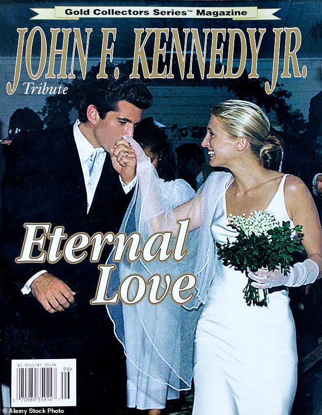 Carolyn Bessette-Kennedy marrying JFK Jr. in a Narciso Rodriguez wedding dress
