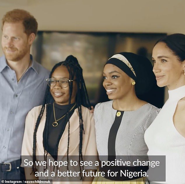 Meghan and Prince Harry beam as they talk to Nigerian charity workers in new Save the Children video from ‘royal’ trip as Prince William takes to social media to mark decade of African elephant conservation
