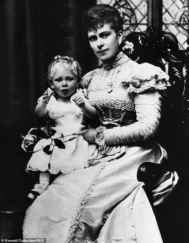 Mary poses with her second son Prince Albert who would later become King George VI