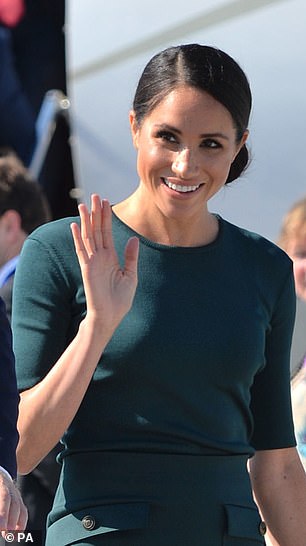The royal sported similar styles on royal engagements. Above: In Dublin in 2018