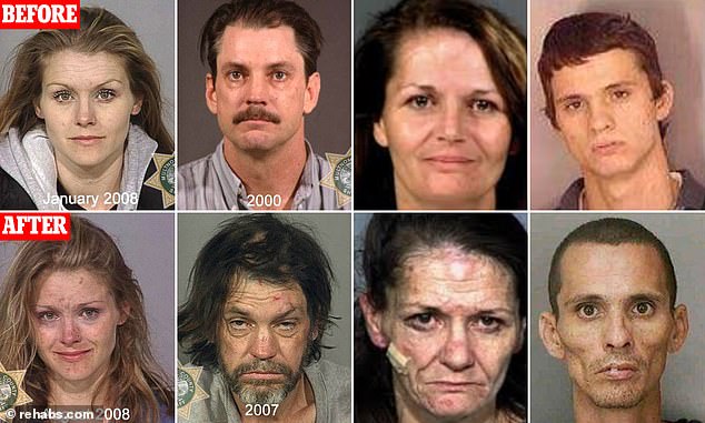 A determined sheriff's deputy compiled these shocking before and after photos in 2004 to show how meth can ruin addicts' looks in an effort to convince people to stay away from the drug.