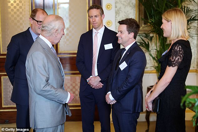 Charles, speaking to Dec Donnelly, sent his best wishes to new dad Ant McPartlin , after being told the star was unable to join him at Buckingham Palace as he was ¿helping to breastfeed¿ his new baby
