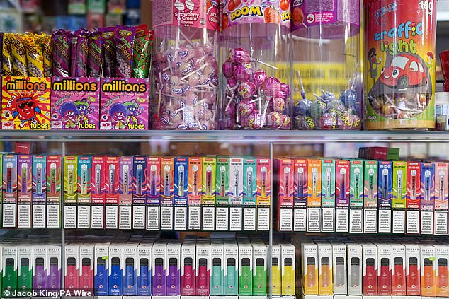 Colorful disposable vapes can currently be sold in sweet shops and other places that children like.