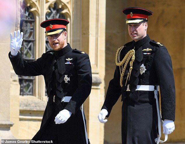 Prince Harry walks with his brother on his wedding day at Windsor in May 2018