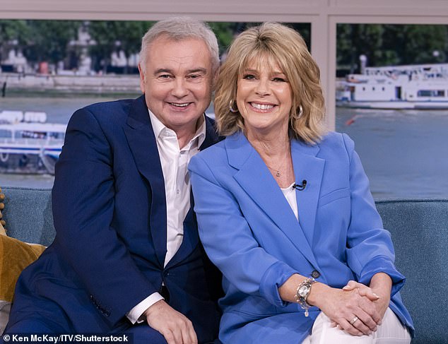 The former This Morning hosts, both 64, 'are in the process of divorcing' after work commitments 'took their marriage in different directions' (pictured in 2021)