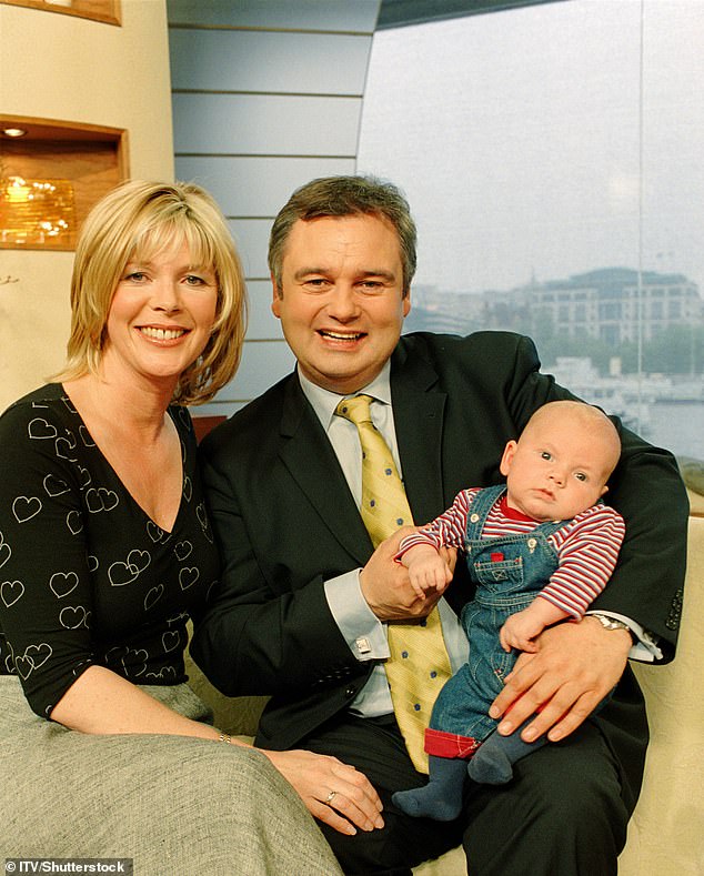 But after just a year of having their relationship out in the open, they welcomed their son Jack in 2002. It wasn't until 2005 that Eamonn officially divorced Gabrielle (picture in 2002 with Jack)