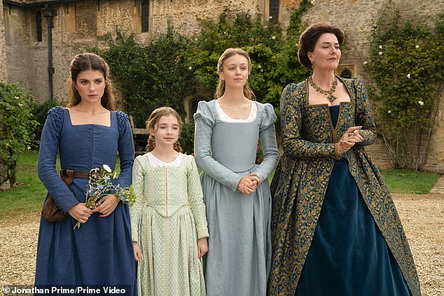 L-R: Newcomers Emily Bader as Lady Jane Grey, Robin Betteridge as Margaret Grey, Isabella Brownson as Catherine Grey and Anna Chancellor as Frances Grey