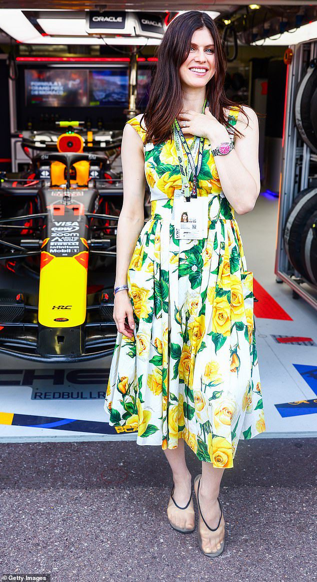 Alexandra Daddario made headlines on Sunday by arriving at the Formula One Grand Prix in Monaco.