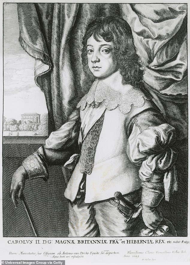 Charles II (pictured) is crowned at Scone in 1651 – the Covenanter Parliament of Scotland declares him King of Great Britain, France and Ireland
