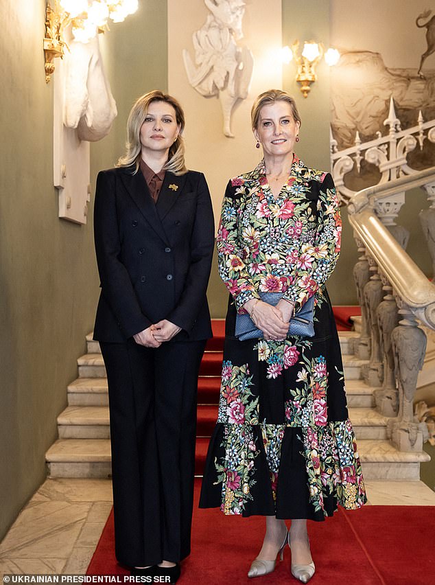 Sophie went to Kiev at the request of the Ministry of Foreign Affairs. During this visit, she spent time with the First Lady of Ukraine, Olena Zelenska. The two are pictured together on April 29, 2024.