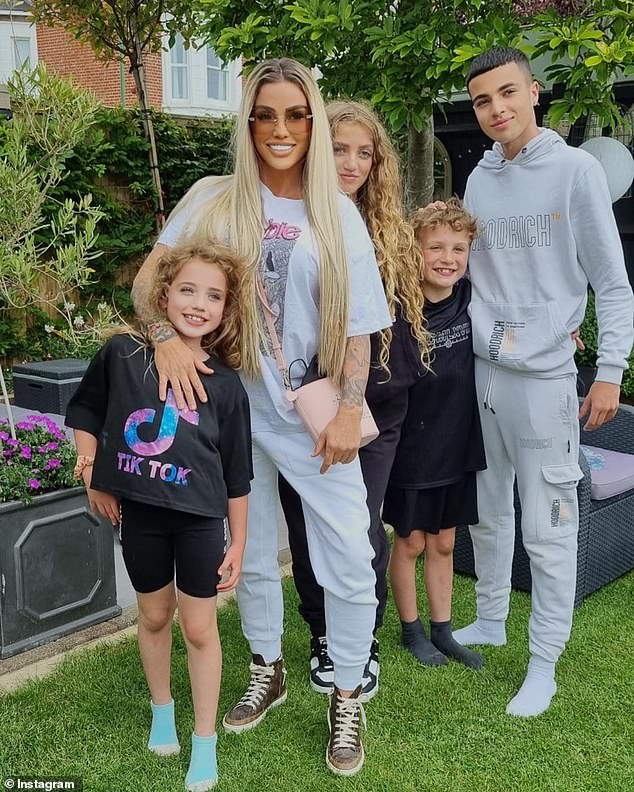 Katie shares two children, Jett, 10, and Bunny, nine, with ex Kieran. She is also mum to Junior, 18, and Princess, 16, from her marriage to Peter Andre, and Harvey, 21, whose dad is Dwight Yorke