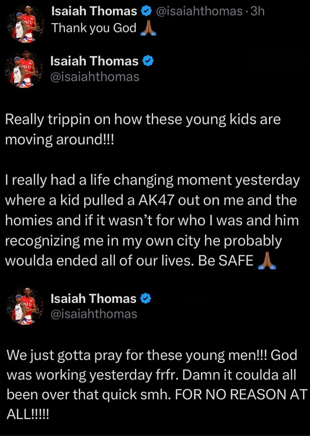 Isaiah Thomas detailed the incident in several posts on X, which he later deleted