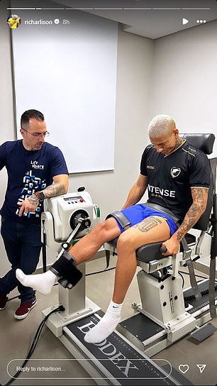 Richardson also shared photos of his rehabilitation process as he continues to recover from a calf injury