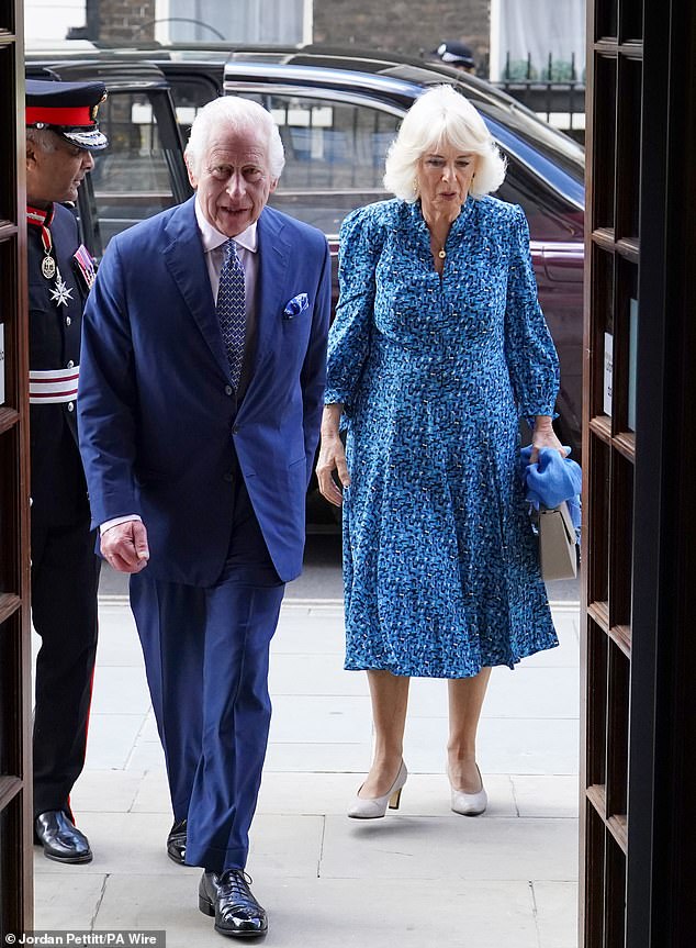 King Charles III and Queen Camilla arrive for a visit to Rada in London this morning