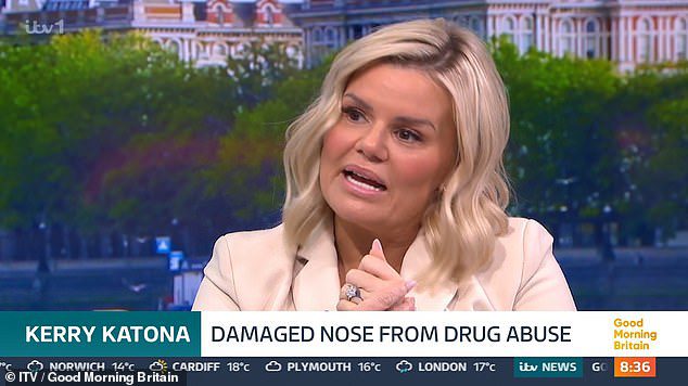 Kerry Katona recalls how cocaine became her ‘best friend’ after her mum gave her speed disguised as sherbet at 14 and displays results of nose job to fix holes from drug abuse