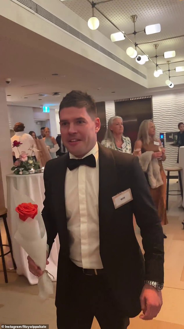 The radio star, who co-hosts Nova FM's Fitzy & Wippa With Kate Ritchie, was previously spotted by Will (pictured) holding a red rose. Video of the romantic moment was shared on the Fitzy & Wippa With Kate Ritchie Instagram