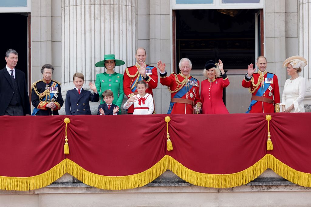 The royal family wave to the crowd at Trooping the Colour