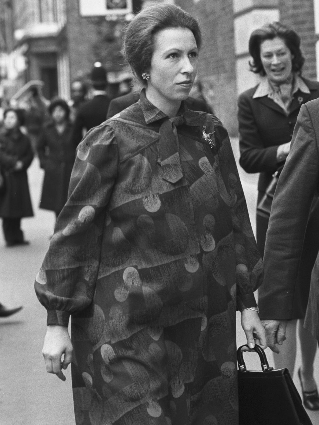 Pregnant Princess Anne in abstract dress