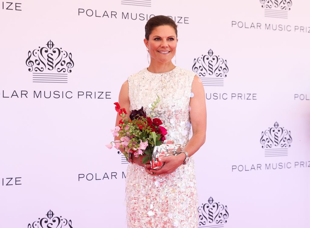 Crown Princess Victoria on the red carpet in a sparkling dress