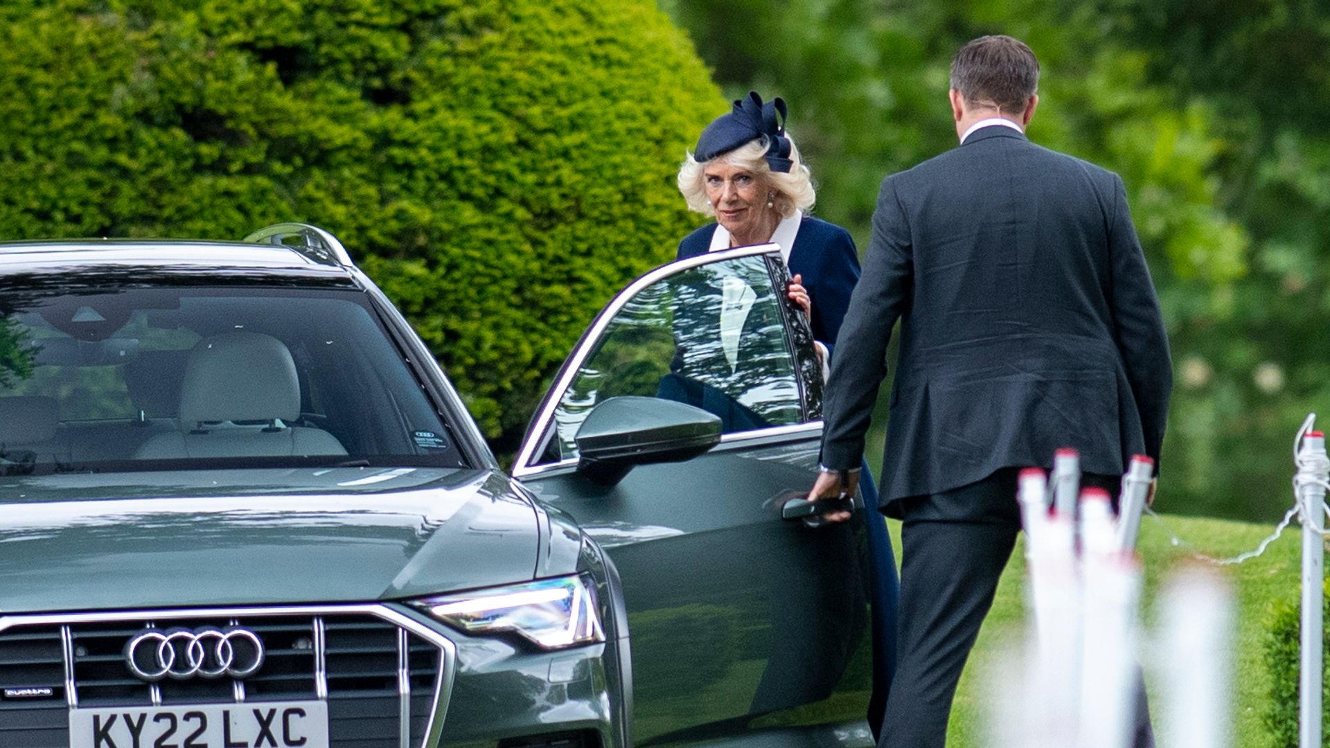 Queen Camilla getting out of the car