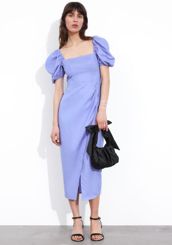 & Other Stories Lilac Puff Sleeve Midi Dress 
