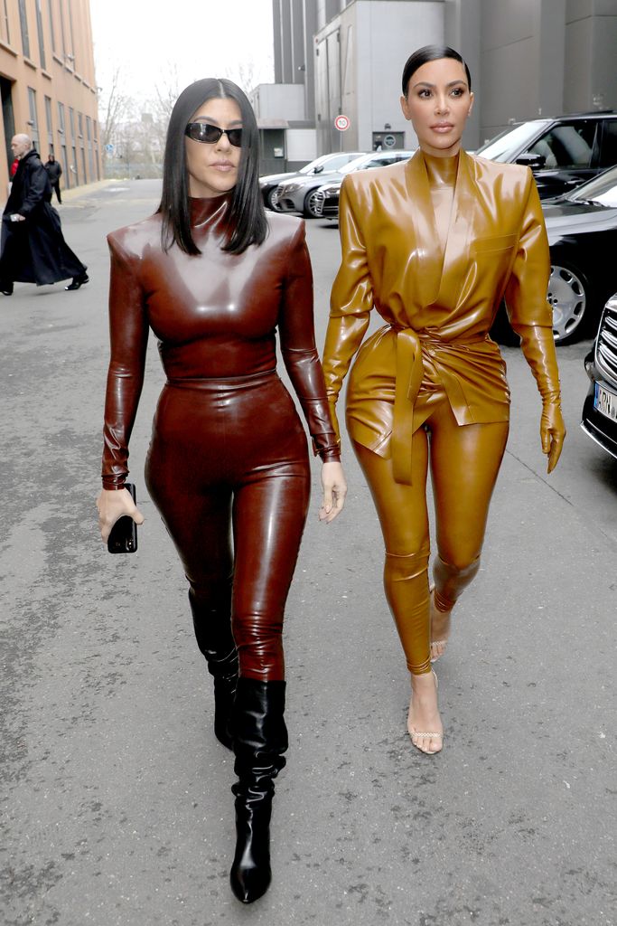 PARIS, FRANCE – MARCH 01: (For Editorial Use Only) Kourtney and Kim Kardashian attend the Balenciaga show as part of Paris Fashion Week Womenswear Fall/Winter 2020/2021 on March 01, 2020 in Paris, France. (Photo: Pierre Suu/Getty Images)