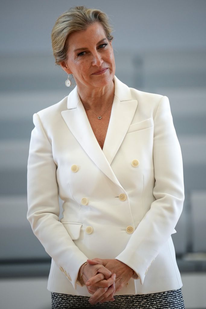 Duchess Sophie in a white double-breasted blazer
