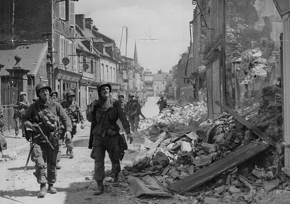 Destruction in the northern French town of Carentan after the invasion in June 1944