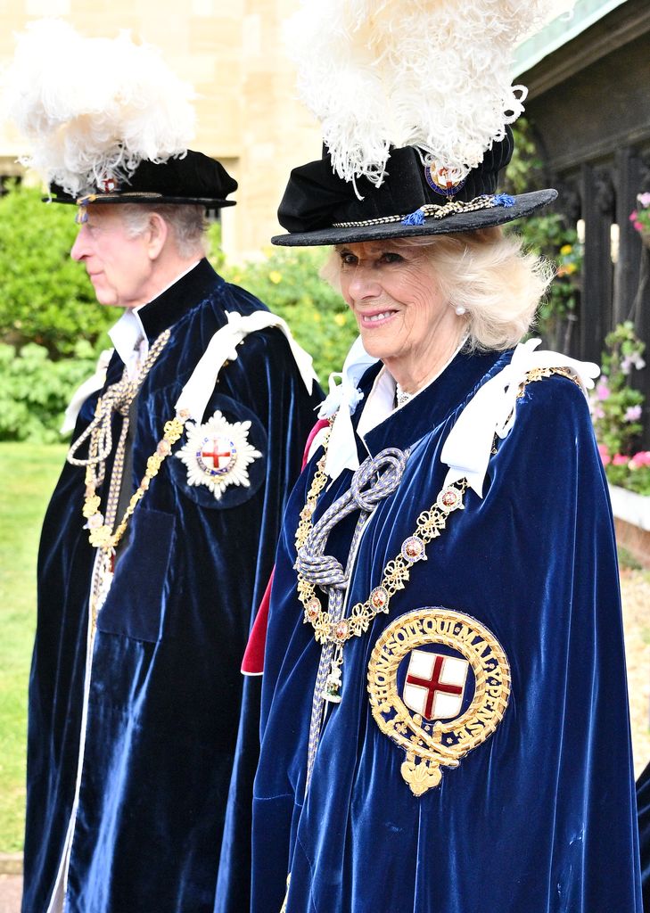 Queen Camilla smiling on Garter Day