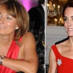 Carole Middleton copies daughter Princess Kate in red hot satin dress