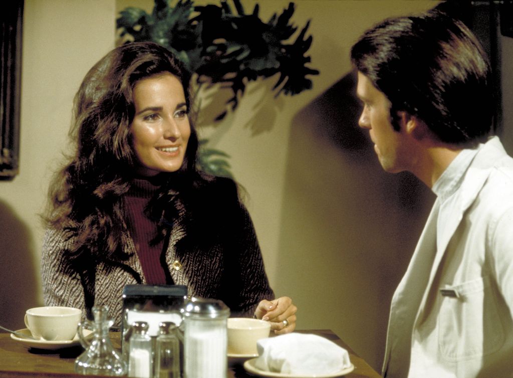 Susan Lucci (left) as Erica Kane in All My Children in 1971