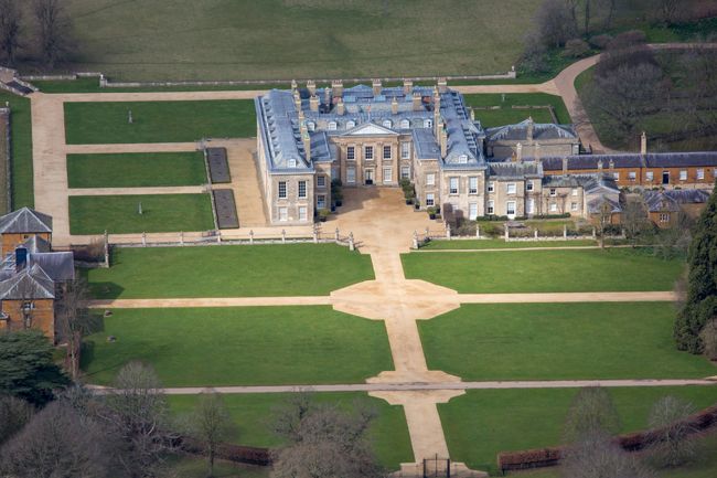 Aerial photo of Althorp House, home of Charles Spencer