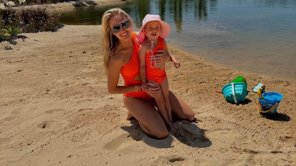 Patrick Mahomes’ swimsuit-clad wife Brittany twins with daughter in beach photo