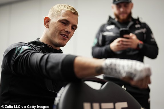 LAS VEGAS, NEVADA – JUNE 29: Ian Machado Gary of Ireland is bandaged up on his hand during the UFC 303 event at T-Mobile Arena in Las Vegas, Nevada on June 29, 2024. (Photo: Cooper Neill/Zuffa LLC via Getty Images)