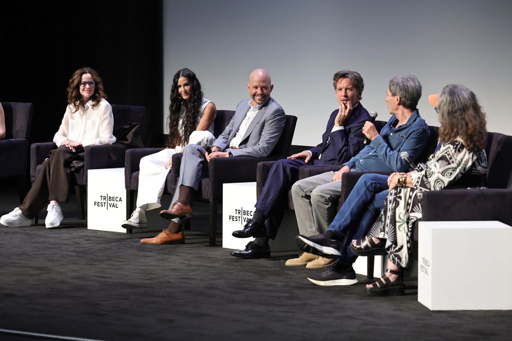 NEW YORK, NEW YORK - JUNE 07: (L-R) Ally Sheedy, Demi Moore, Jon Cryer, Andrew McCarthy, David Blum and Marcy Lero speak onstage "inhabitants" Premiering during the 2024 Tribeca Festival at the BMCC Theater in New York City on June 07, 2024. (Photo by Theo Vargo/Getty Images for Tribeca Festival)